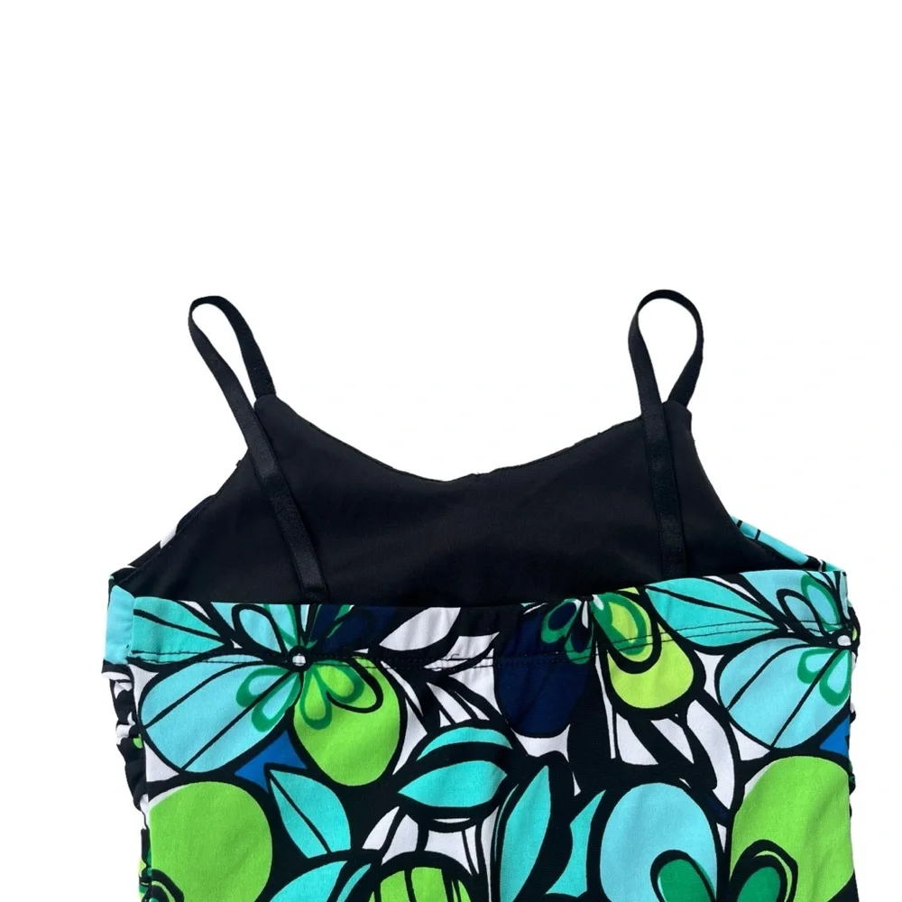 iz BYER California Girl’s Size 8 Turquoise Lime Green, Floral Handkerchief Dress